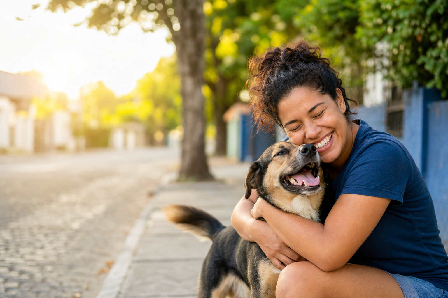 Tutora reencontrando seu cachorro com a ajuda do BuscaPet