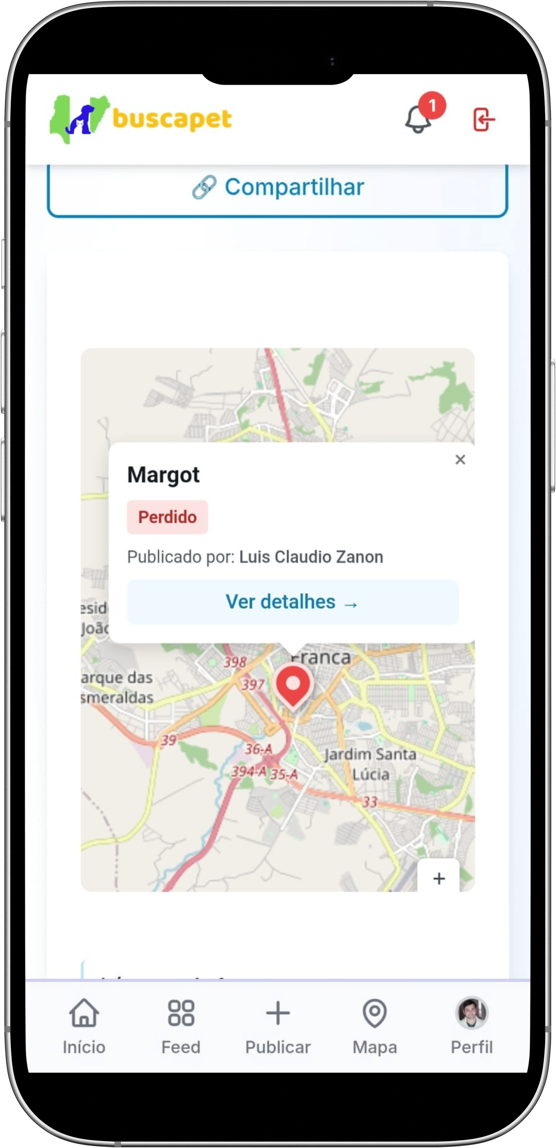 Mapa na publicação