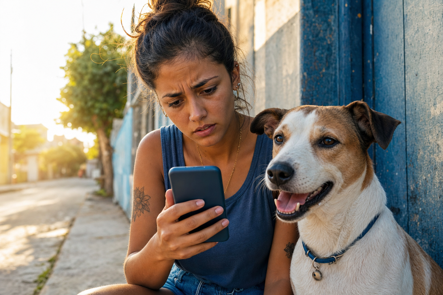 Tutora criando o alerta do pet perdido pelo celular